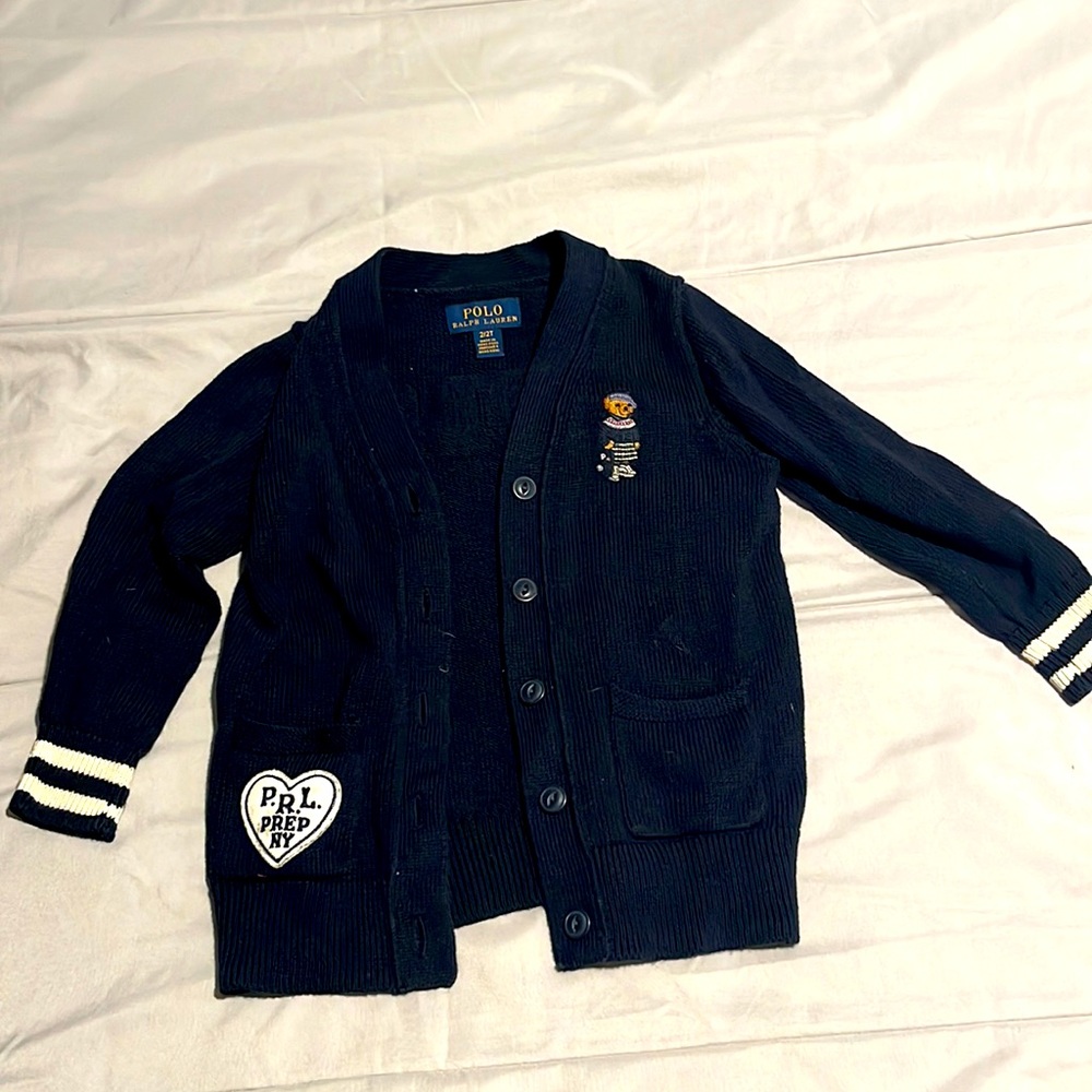 Polo Ralph Lauren Navy Blue& White Cardigan size 2T